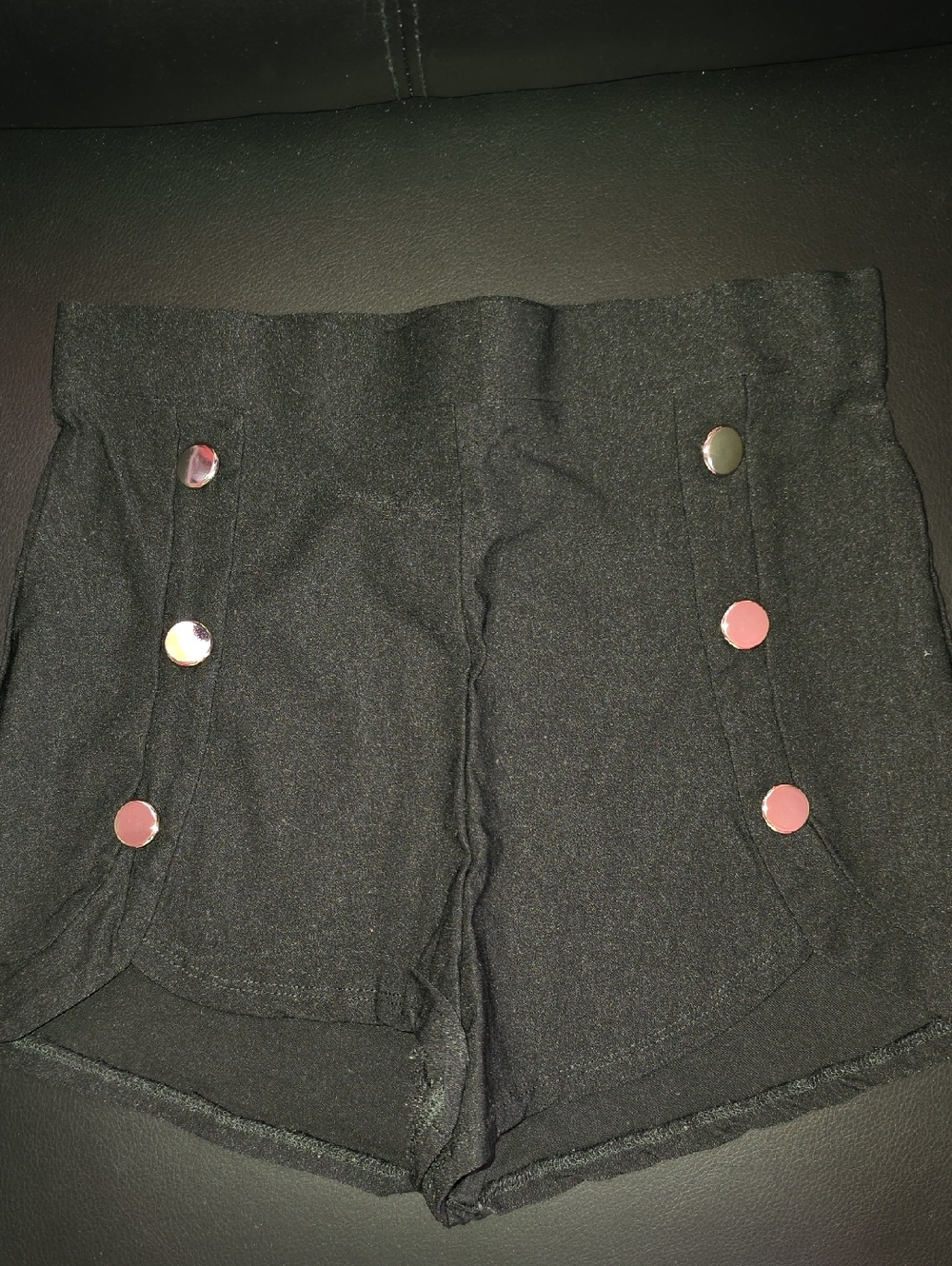 Bozzolo Black High-Waist Button-Front Shorts